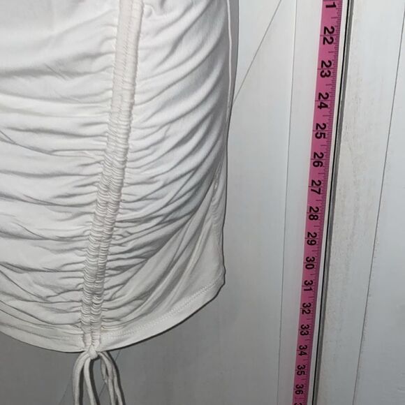 Privacy Please White Lined Side Ruched Bodycon Dress New With Tags Size Small - Picture 6 of 10